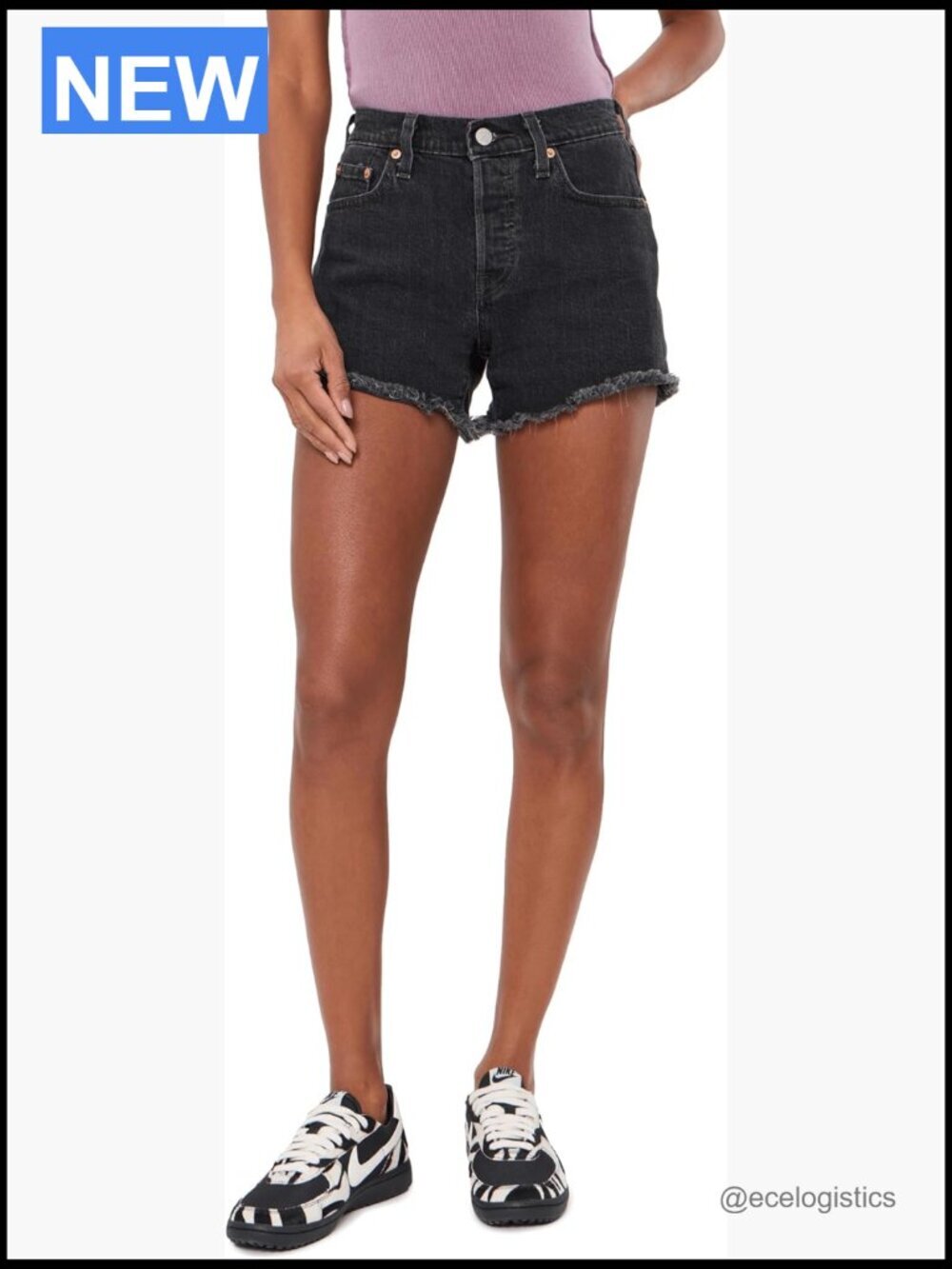 High Rise Denim Shorts - 99% Cotton 1% Elastane - Regular Fit - Button Closure